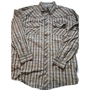 Cowboy Hardware Mens Plaid Snap Front Long Sleeve Western Shirt Size L